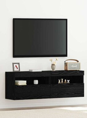 VidaXL TV Wandkast Zwart eiken 60 x 30 x 40 cm Bewerkt hout