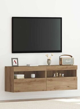 VidaXL TV Wandkast 2 pcs artisanaal eikenkleurig 60 x 30 x 40 cm