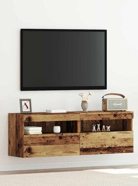 VidaXL TV Wandkast 2 pcs Oud hout 60 x 30 x 40 cm Bewerkt hout