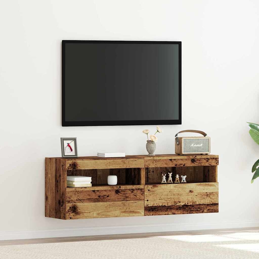 VidaXL TV Wandkast 2 pcs Oud hout 60 x 30 x 40 cm Bewerkt hout