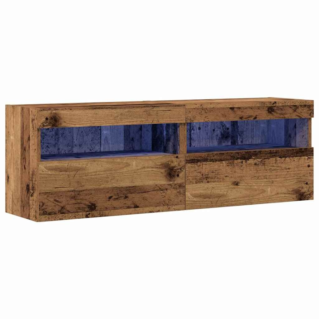 VidaXL TV Wandkast 2 pcs Oud hout 60 x 30 x 40 cm Bewerkt hout