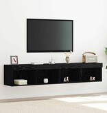 VidaXL Tv-meubelset 2 pcs Zwart eiken 80 x 30 x 30 cm Bewerkt hout