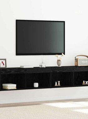 VidaXL Tv-meubelset 2 pcs Zwart eiken 80 x 30 x 30 cm Bewerkt hout