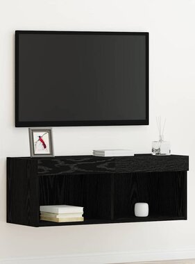 VidaXL Tv-meubelset Zwart Eiken 80 x 30 x 30 cm Bewerkt hout