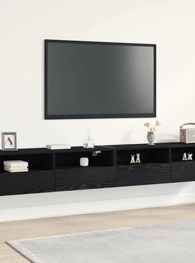 VidaXL TV Wandkast 2 pcs Zwart eiken 100 x 30 x 30 cm Bewerkt hout