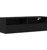VidaXL TV Wandkast Zwart Eiken 100 x 30 x 30 cm Bewerkt hout