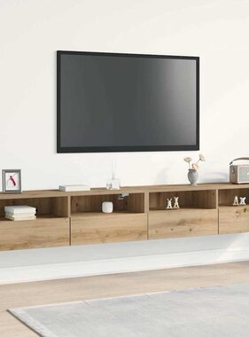 VidaXL TV Wandkast 2 pcs artisanaal eikenkleurig 100 x 30 x 30 cm