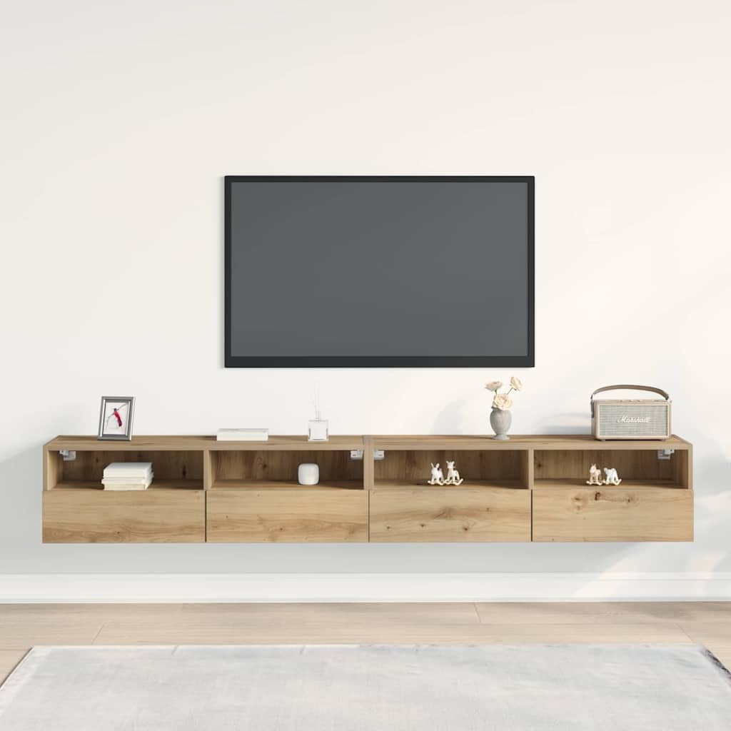 VidaXL TV Wandkast 2 pcs artisanaal eikenkleurig 100 x 30 x 30 cm