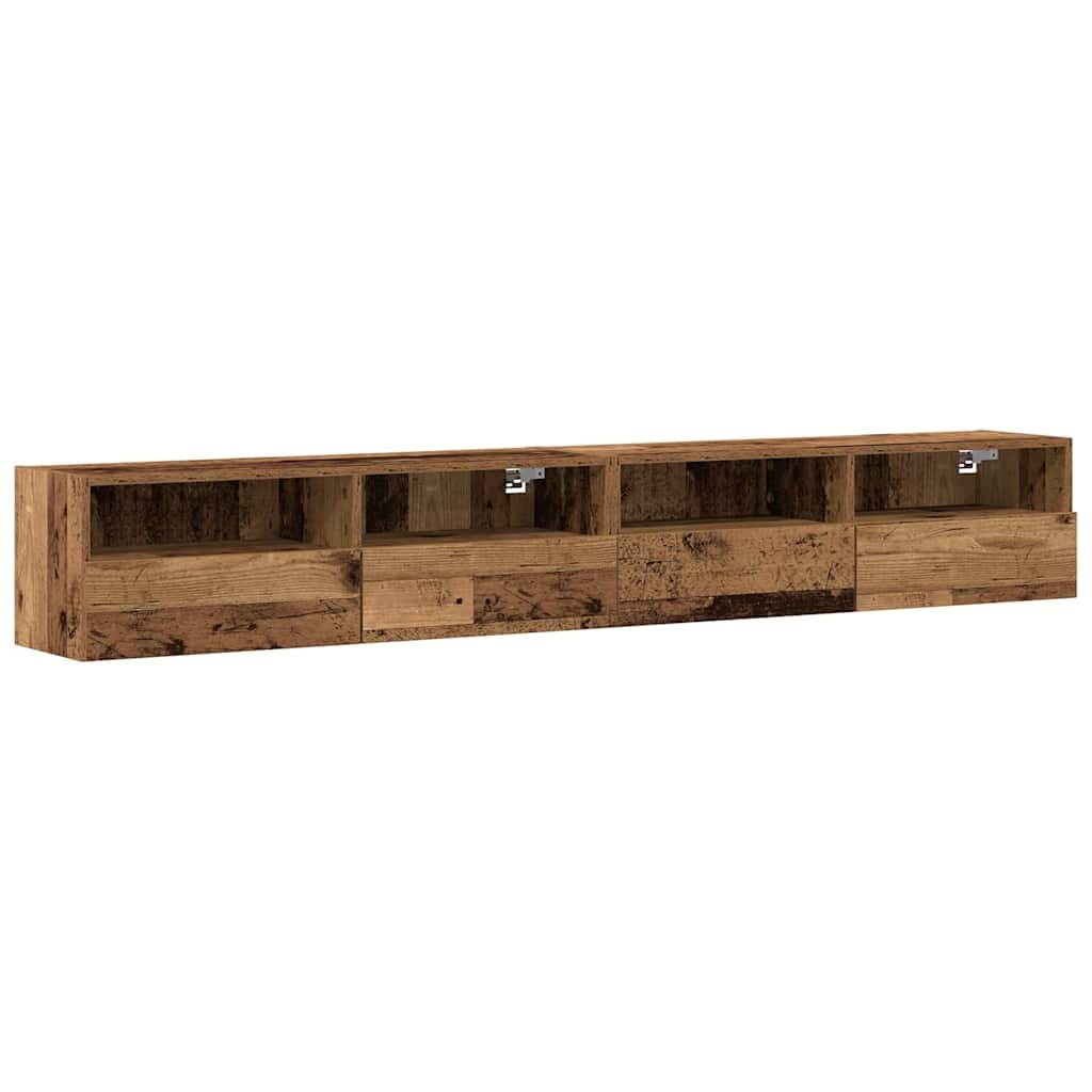 VidaXL TV Wandkast 2 pcs Oud Hout 100 x 30 x 30 cm Bewerkt hout