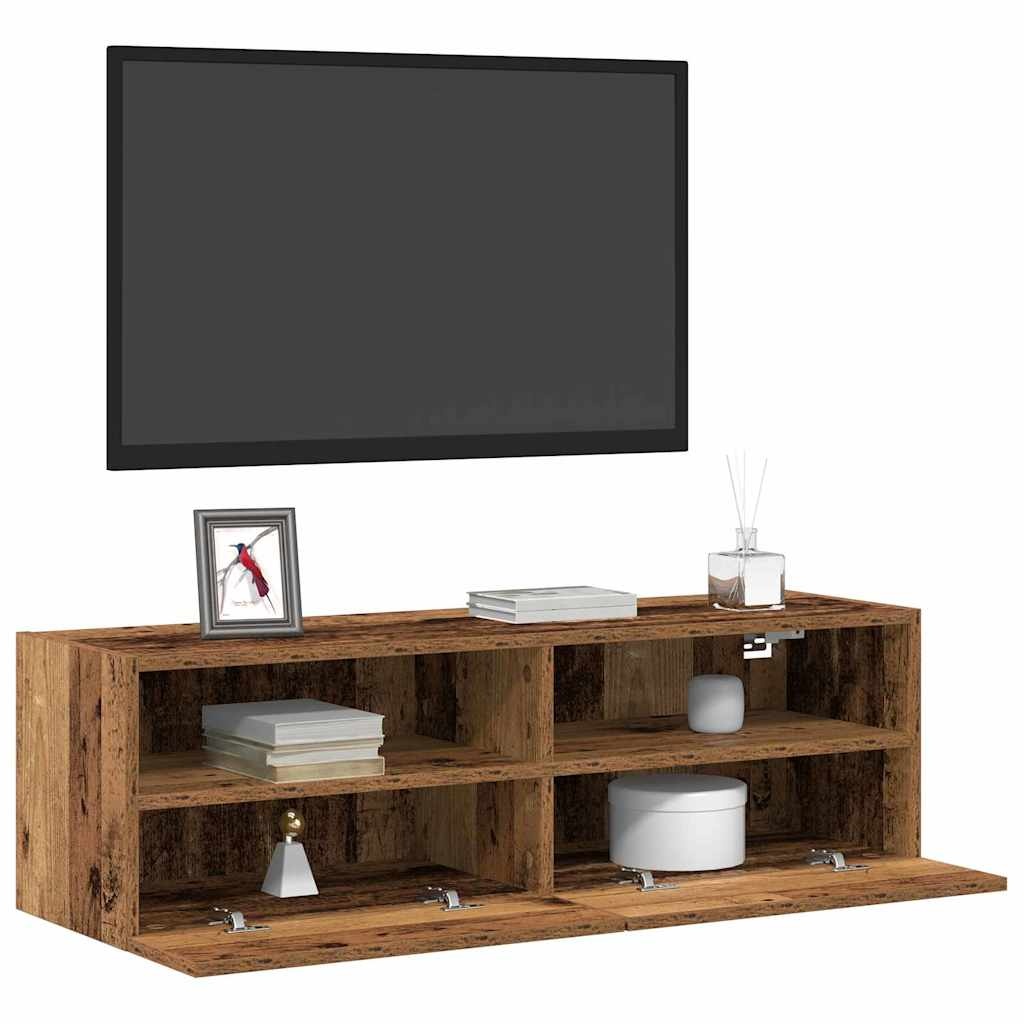 VidaXL TV Wandkast 2 pcs Oud Hout 100 x 30 x 30 cm Bewerkt hout