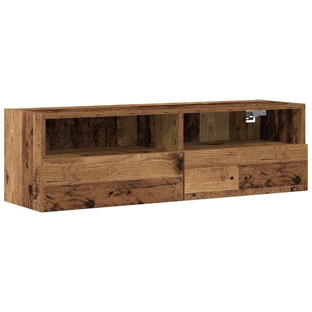VidaXL TV Wandkast 2 pcs Oud Hout 100 x 30 x 30 cm Bewerkt hout