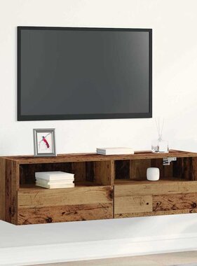 VidaXL TV Wandkast Oud hout 100 x 30 x 30 cm Bewerkt hout