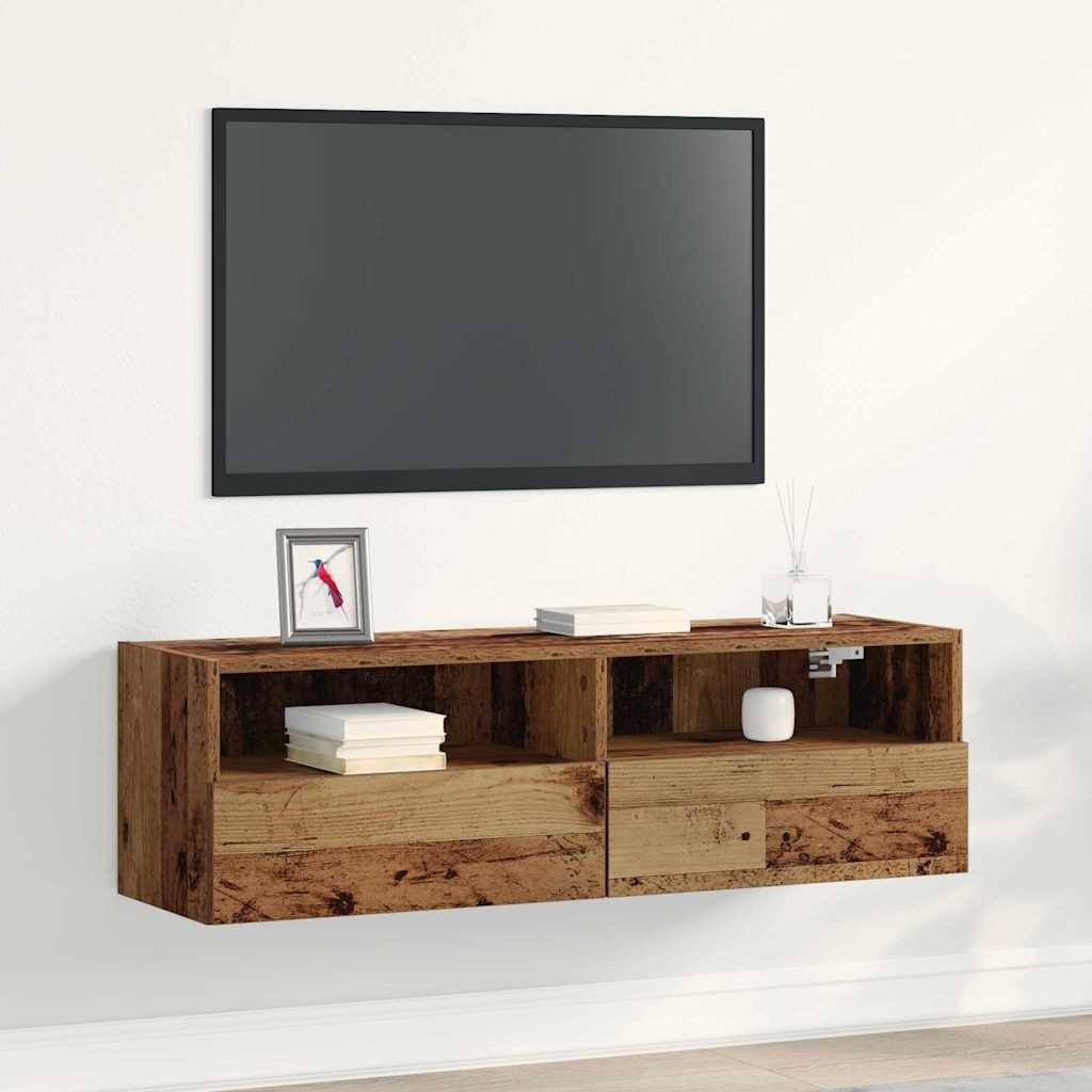 VidaXL TV Wandkast Oud hout 100 x 30 x 30 cm Bewerkt hout