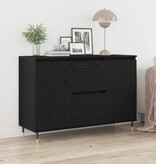 VidaXL Dressoir met lade Zwart Eiken 101,5 x 35 x 70 cm Bewerkt hout