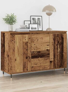VidaXL Dressoir met lade Oudhout 101,5 x 35 x 70 cm Bewerkt hout