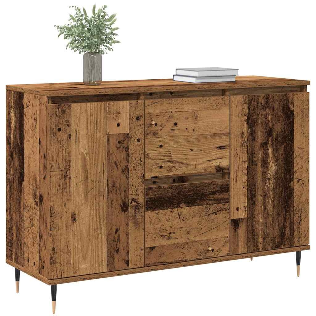 VidaXL Dressoir met lade Oudhout 101,5 x 35 x 70 cm Bewerkt hout