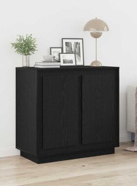 VidaXL Dressoir Zwart Eiken 80 x 40 x 75 cm Bewerkt hout