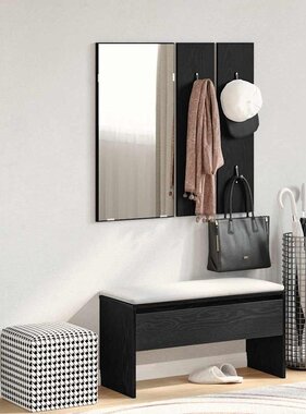 VidaXL Halmeubelset met lade met opslag 4 pcs Zwart Eiken Bewerkt hout