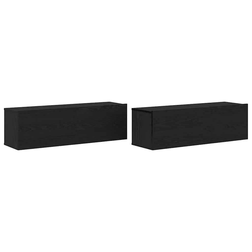 VidaXL TV-kast 2 pcs Zwart 100 x 30 x 30 cm Bewerkt hout