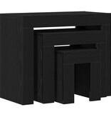 VidaXL Nesttafels 3 pcs Zwart Eiken Bewerkt hout
