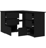 VidaXL Bureau met lade Zwart Eiken 145 x 100 x 76 cm Bewerkt hout