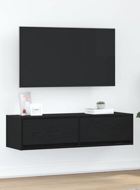 VidaXL TV-kast met lade Zwart eiken 100 x 31 x 25,5 cm Bewerkt hout