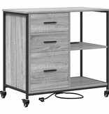 VidaXL Kantoor kast met wiel Grijs sonoma 76 x 41 x 72 cm Bewerkt hout