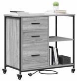 VidaXL Kantoor kast met wiel Grijs sonoma 76 x 41 x 72 cm Bewerkt hout