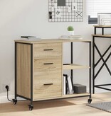 VidaXL Kantoor kast met wiel Sonoma eiken 76 x 41 x 72 cm Bewerkt hout