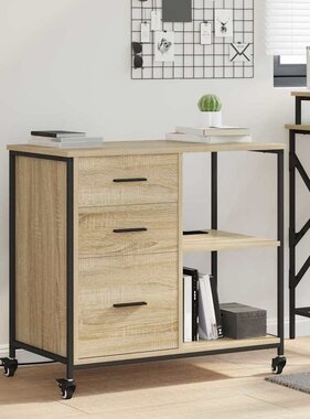 VidaXL Kantoor kast met wiel Sonoma eiken 76 x 41 x 72 cm Bewerkt hout