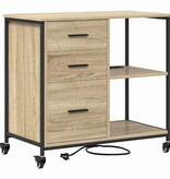 VidaXL Kantoor kast met wiel Sonoma eiken 76 x 41 x 72 cm Bewerkt hout