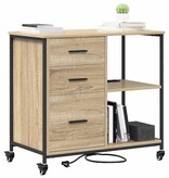 VidaXL Kantoor kast met wiel Sonoma eiken 76 x 41 x 72 cm Bewerkt hout