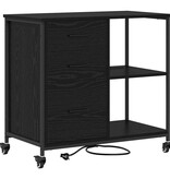 VidaXL Kantoor kast met wiel Zwart eiken 76 x 41 x 72 cm Bewerkt hout