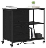 VidaXL Kantoor kast met wiel Zwart eiken 76 x 41 x 72 cm Bewerkt hout