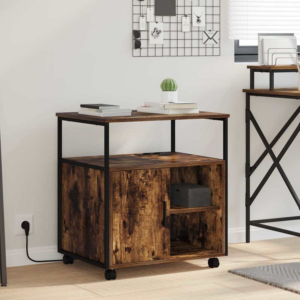 VidaXL Kantoor kast met oplaadstation Gerookt eiken 61 x 46 x 67 cm