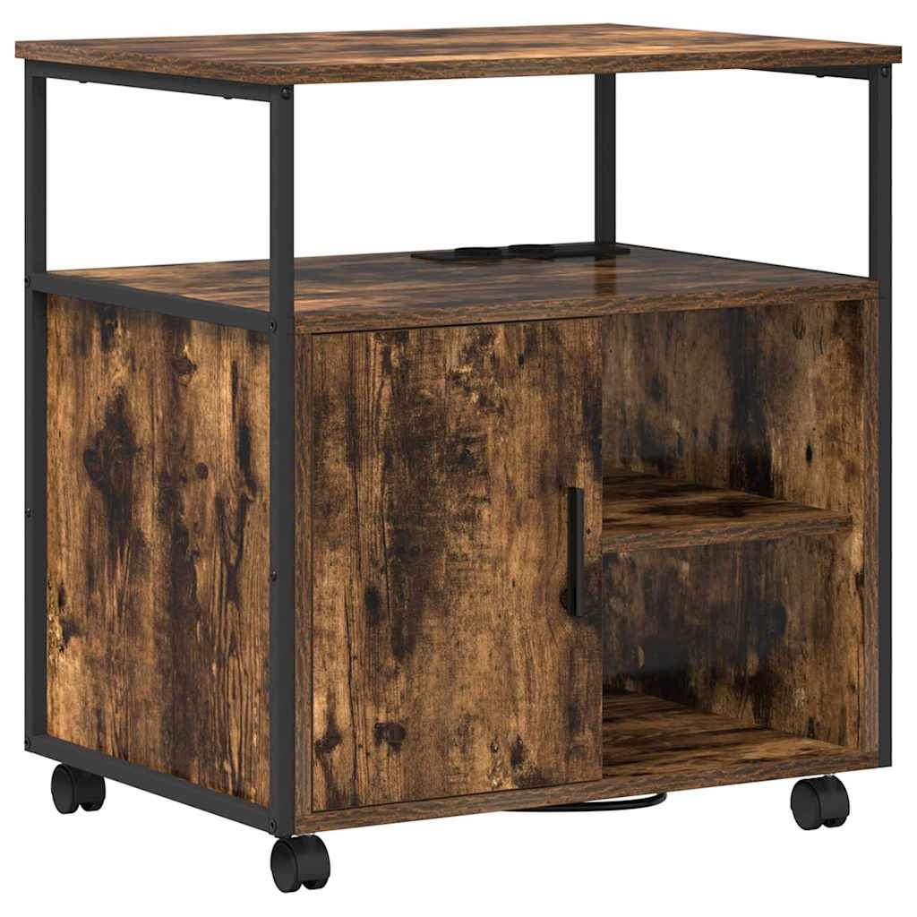 VidaXL Kantoor kast met oplaadstation Gerookt eiken 61 x 46 x 67 cm
