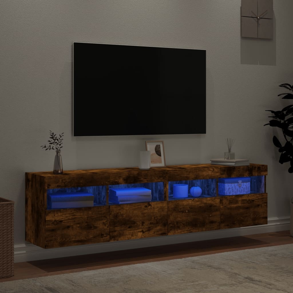 VidaXL Tv-wandmeubels met LED 2 st 80x30x40 cm gerookt eikenkleurig