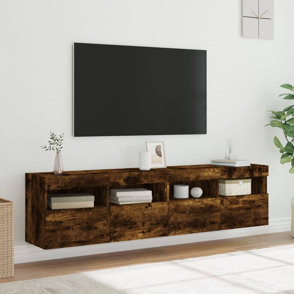 VidaXL Tv-wandmeubels met LED 2 st 80x30x40 cm gerookt eikenkleurig