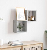 VidaXL Wandplanken met opslag 2 pcs Grijs 26 x 15 x 26 cm Bewerkt hout