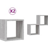 VidaXL Wandplanken met opslag 2 pcs Grijs 26 x 15 x 26 cm Bewerkt hout