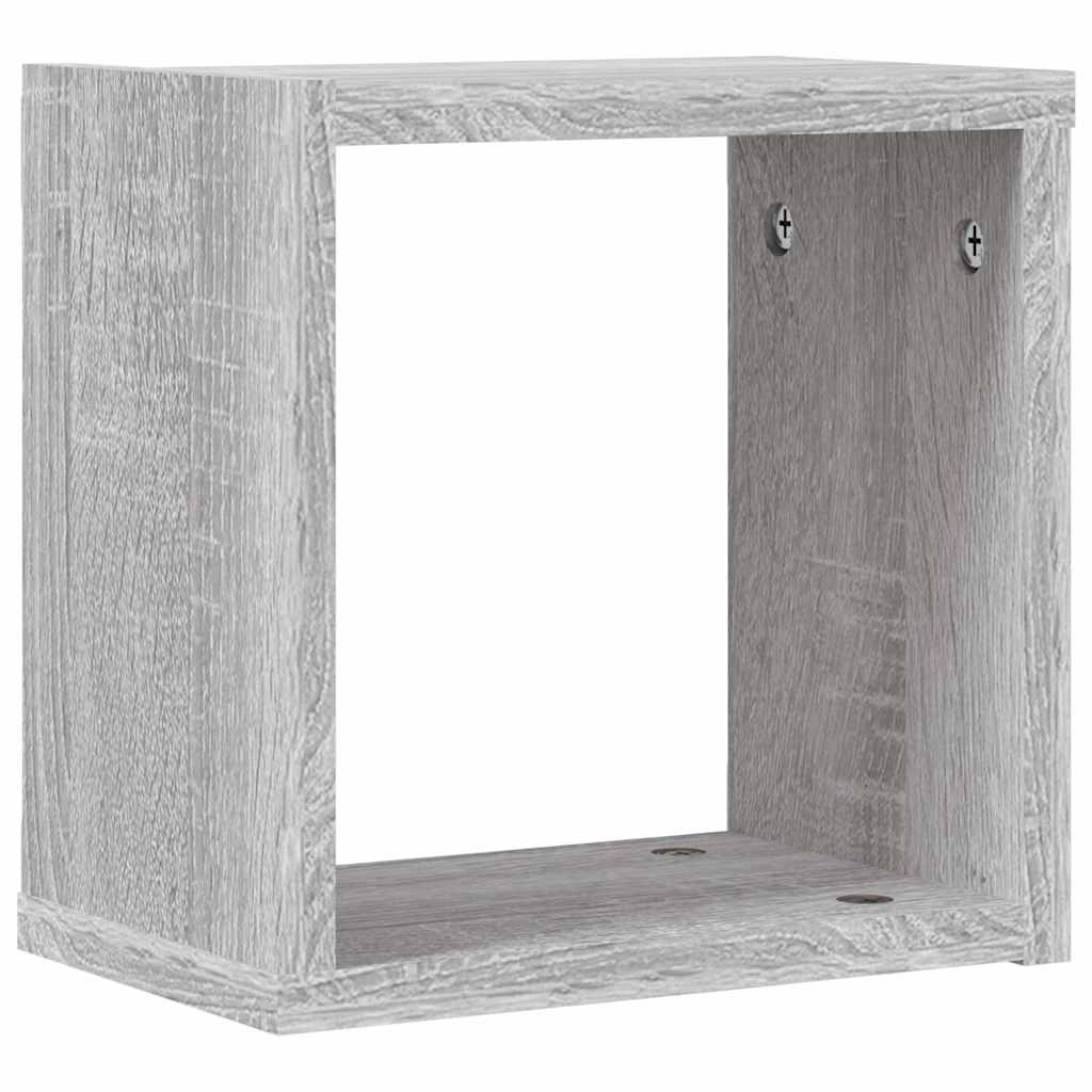 VidaXL Wandplanken met opslag 2 pcs Grijs 26 x 15 x 26 cm Bewerkt hout