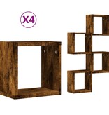 VidaXL Wandplanken met opslag 4 pcs Bruin 26 x 15 x 26 cm Bewerkt hout