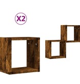 VidaXL Wandplanken met opslag 2 pcs Bruin 26 x 15 x 26 cm Bewerkt hout