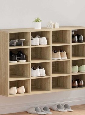 VidaXL Schoenenkast Sonoma Eiken 103 x 30 x 67 cm Bewerkt hout