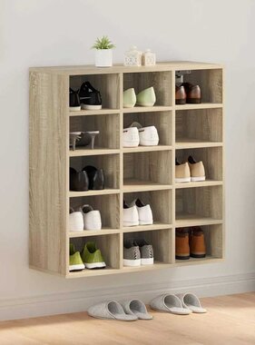 VidaXL Schoenenkast Sonoma Eiken 77,5 x 30 x 83,5 cm Bewerkt hout