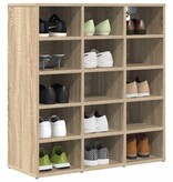VidaXL Schoenenkast Sonoma Eiken 77,5 x 30 x 83,5 cm Bewerkt hout