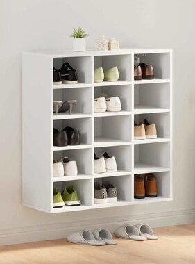 VidaXL Schoenenkast met plank Wit 77,5 x 30 x 83,5 cm Bewerkt hout