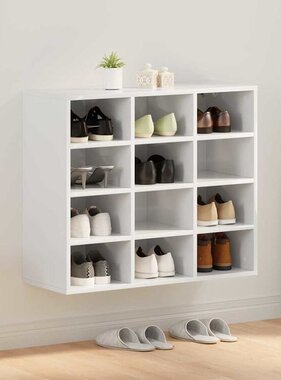 VidaXL Schoenenkast met plank Wit 77,5 x 30 x 67 cm Bewerkt hout