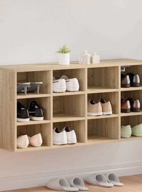 VidaXL Schoenenkast Sonoma Eiken 103 x 30 x 51 cm Bewerkt hout