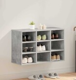 VidaXL Schoenenkast Betongrijs 77,5 x 30 x 51 cm Bewerkt hout